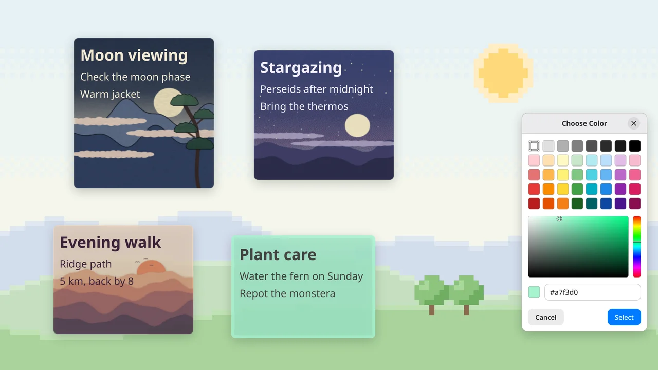 Backgrounds and colours preview