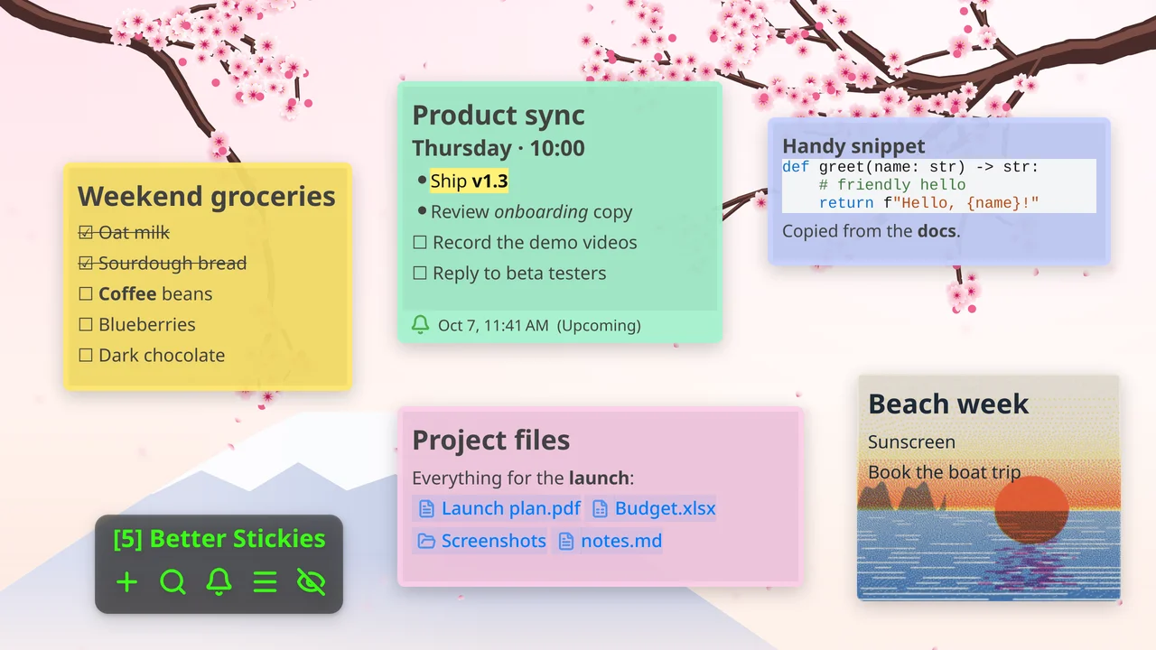 Notes on the desktop preview